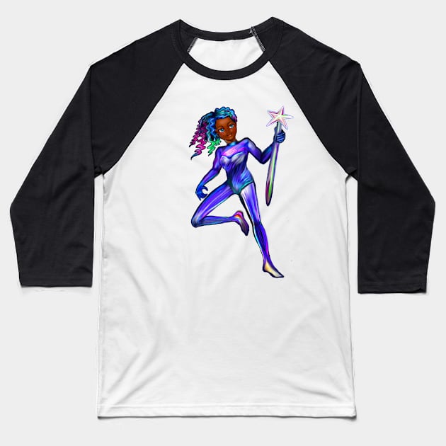 Black anime girl from outer space  ! beautiful  black girl with multi colored Afro hair, blue eyes, Cherry pink lips and dark brown skin. Hair love ! Baseball T-Shirt by Artonmytee